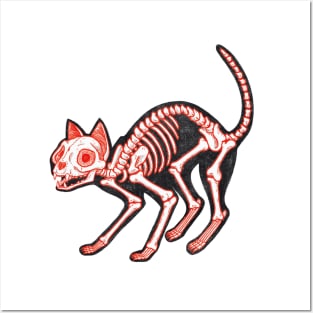 Cute Skeleton Cat Posters and Art